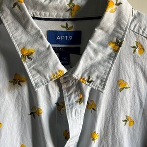 Apt. 9 Men's Lemon Print Casual Shirt - Light Blue and Yellow